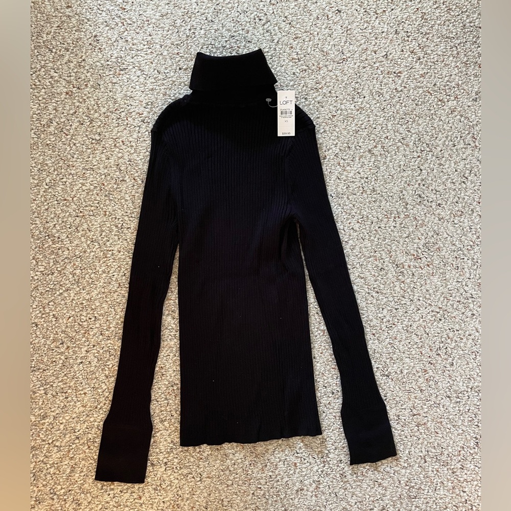 LOFT Ribbed Black Turtleneck Sweater